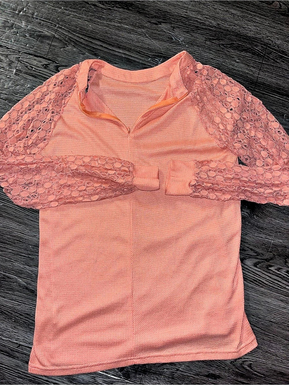 WHOLE Lace Sleeve Pink Top Size Medium